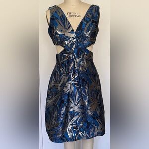Laundry By Shelli Segal Blue and Silver Backless Dress